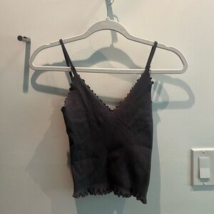 Free people Gray Ribbed Cropped Tank Top
